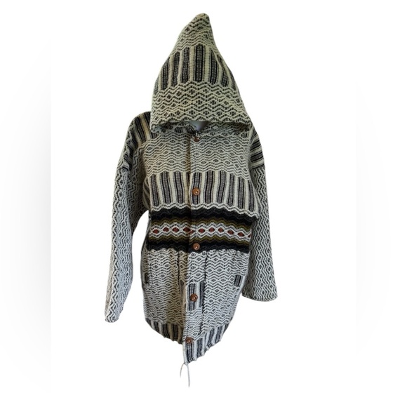 Vintage Ecuador Hooded Knit Cardigan/Sweater with native Eagle on back EUC - Picture 2 of 9